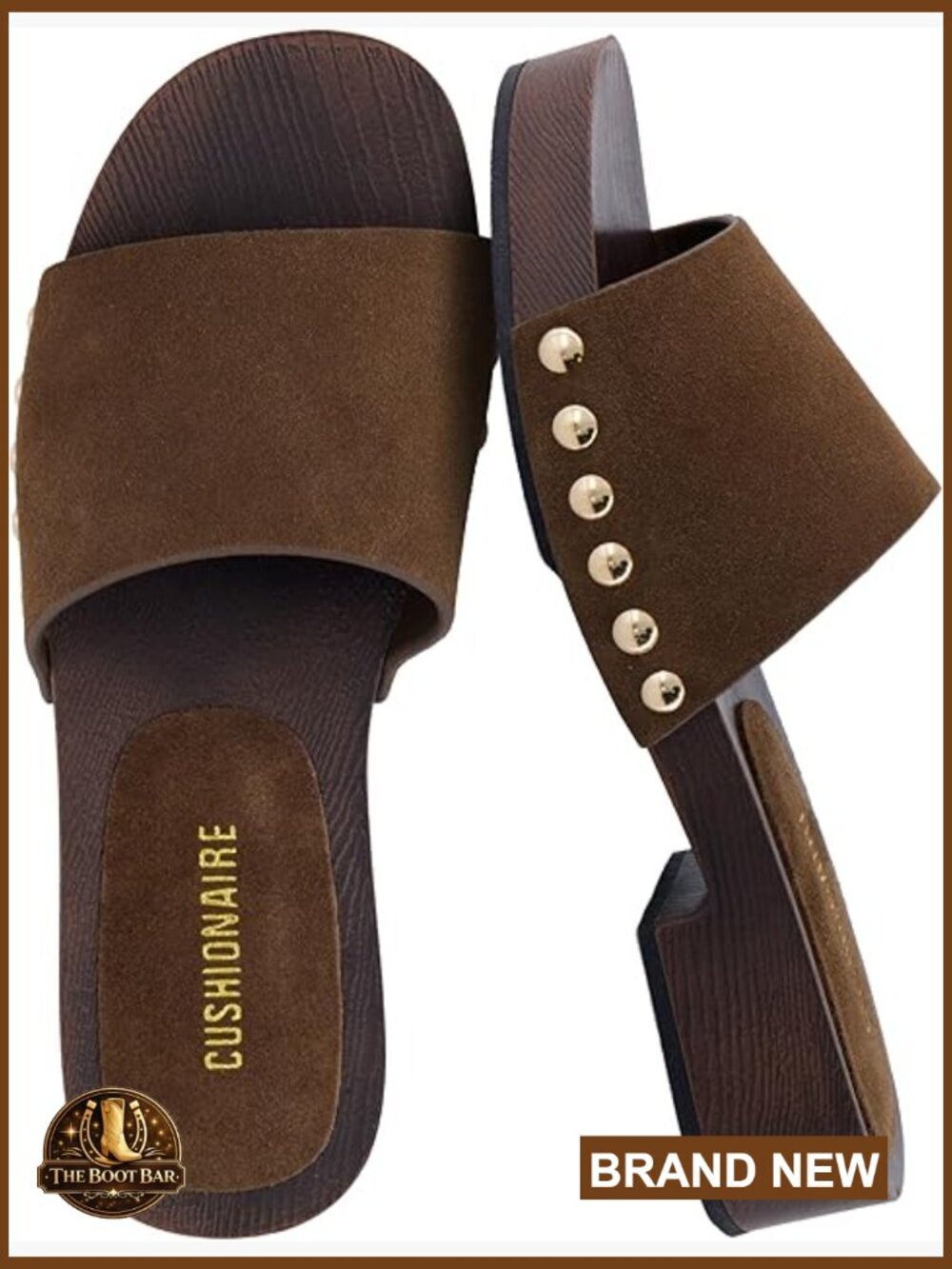 Genuine Suede Slide Sandals, Studded Low Heel Dress Sandals